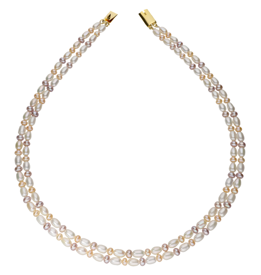 Multi -Coloured Oval Pearl Necklace