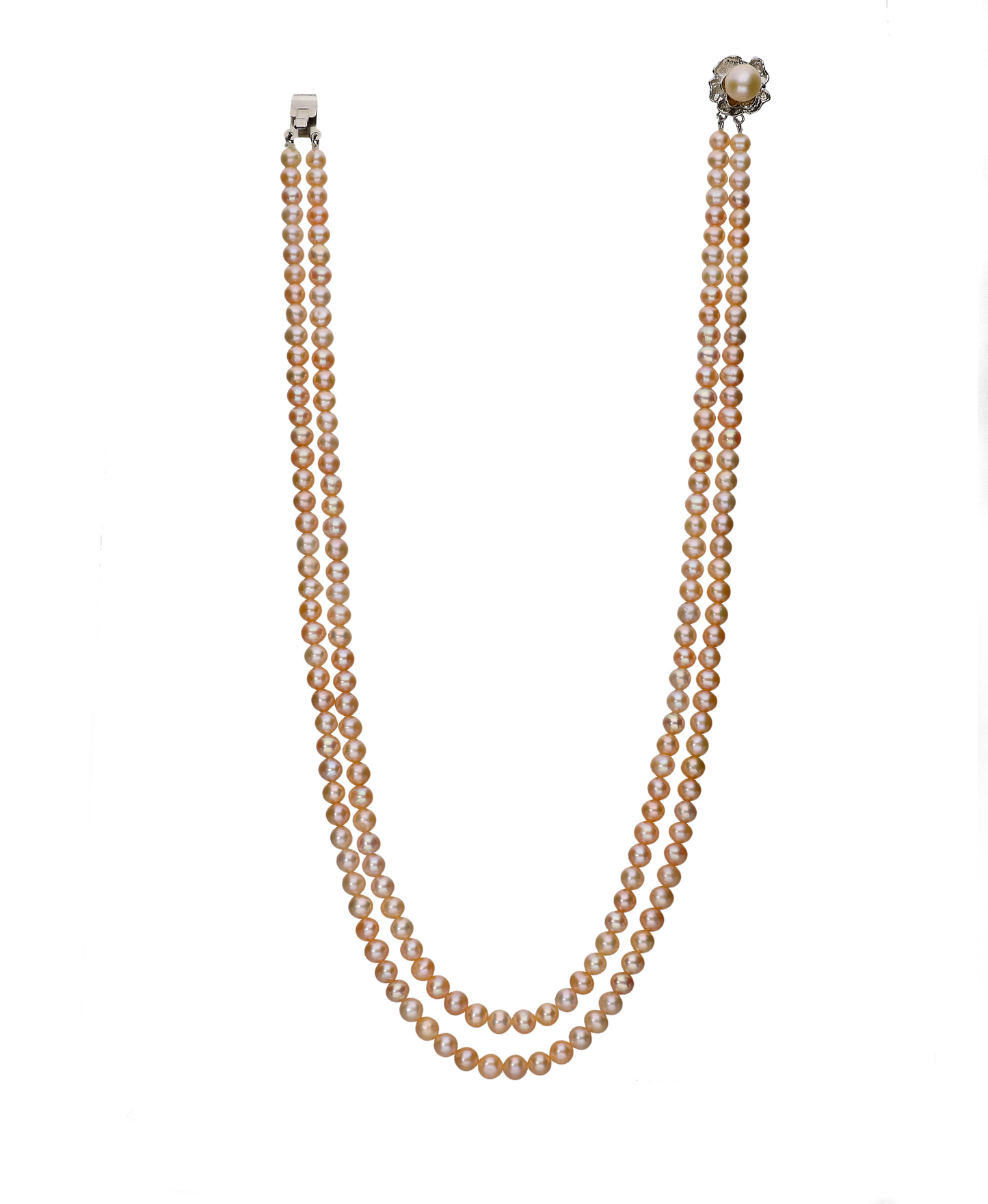 Peach Round 2 Layered Pearl Necklace