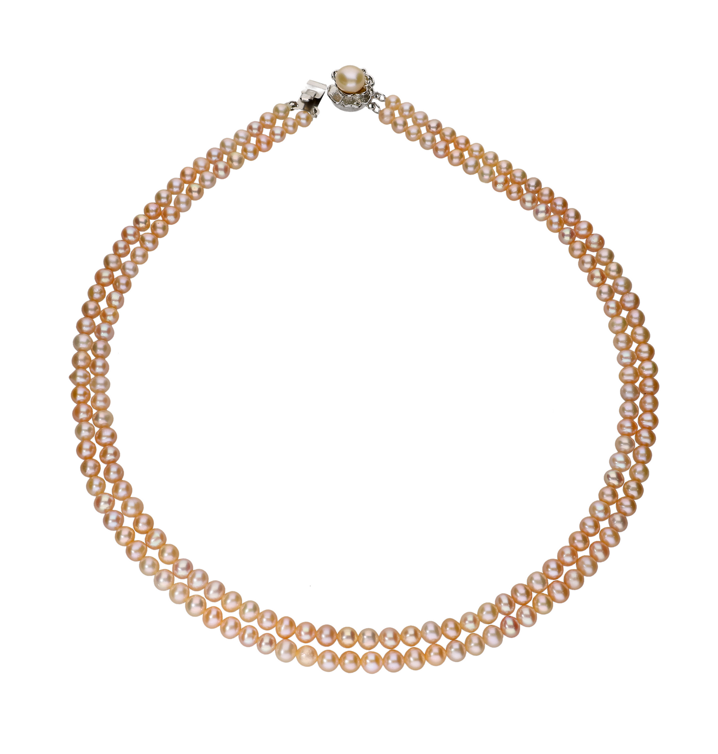 Peach Round 2 Layered Pearl Necklace