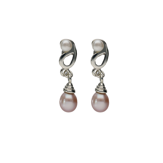 White & Pink Pearl Earring