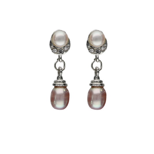 White & Pink Pearl Earring