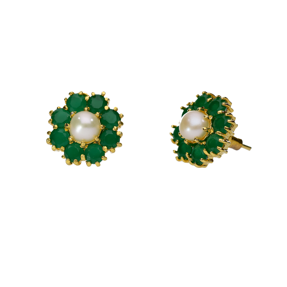 Green Pearl Ear Tops