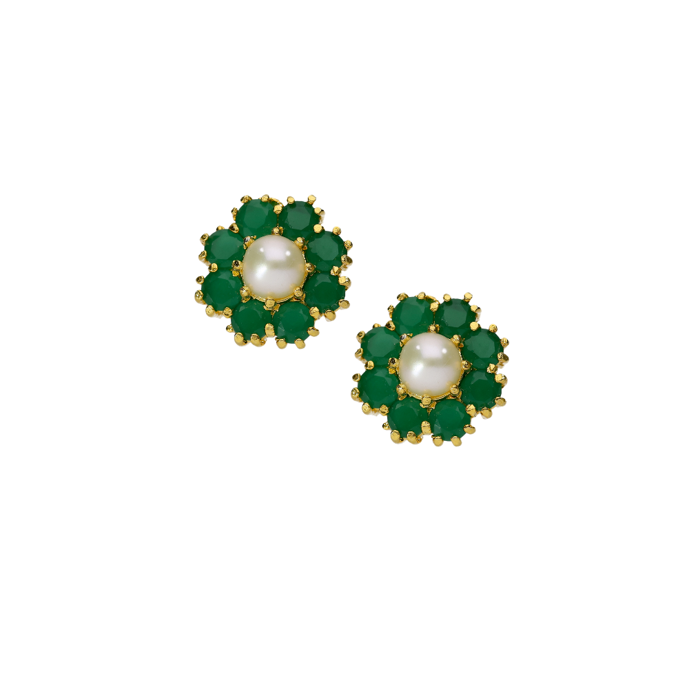 Green Pearl Ear Tops
