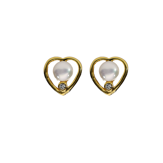 Heart Shape Pearl Studs