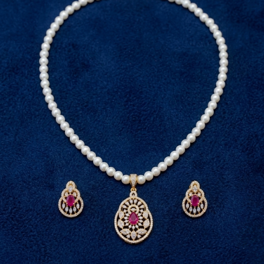 Freshwater Pearl Locket set with Ear Rings
