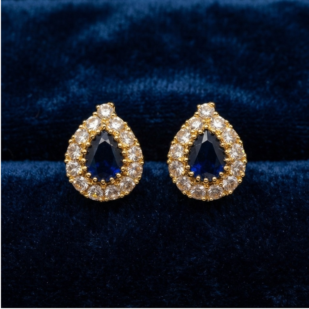 Classic Pear-Shaped Blue Crystal Cluster Studs
