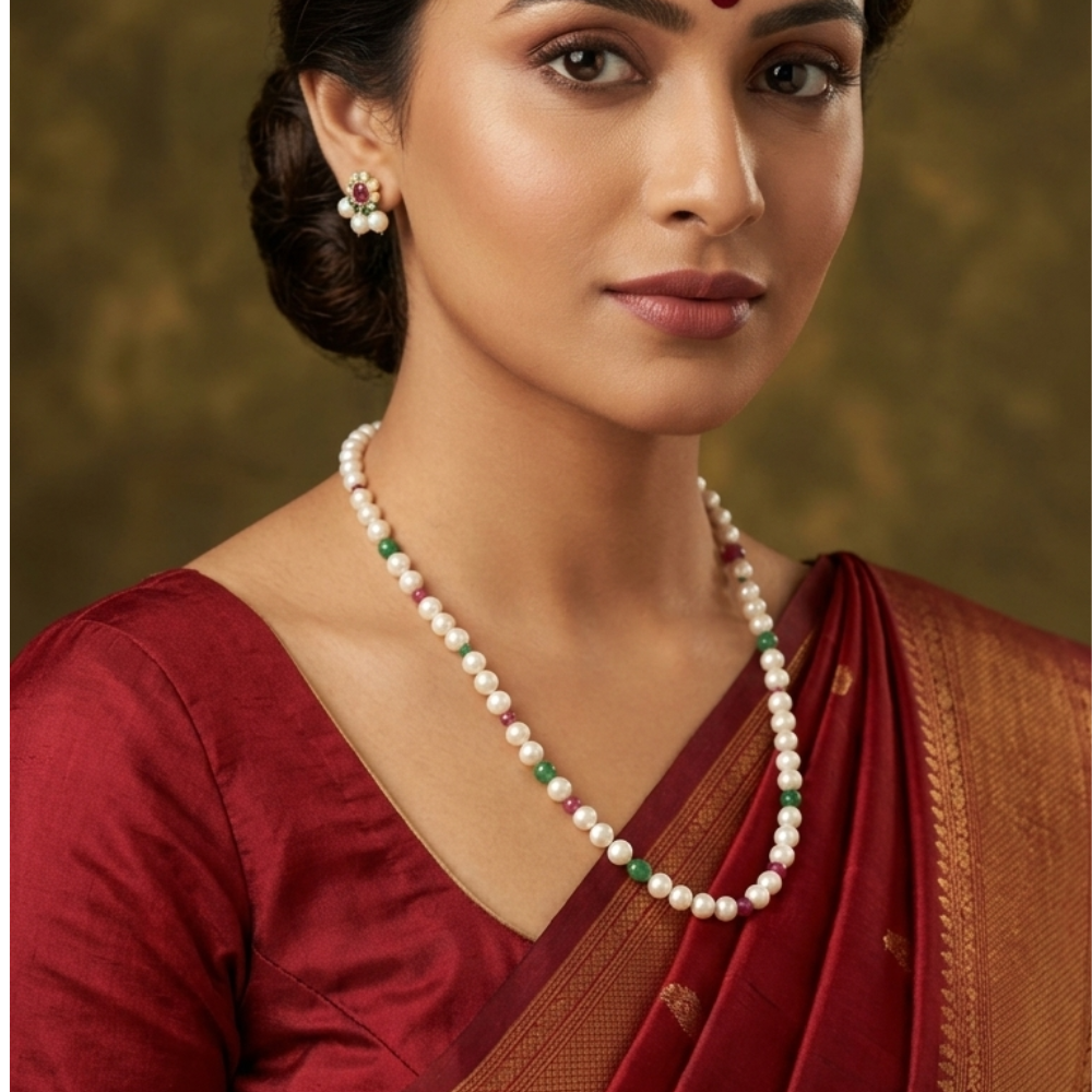 Elegant Pearl & Gemstone Necklace