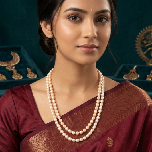 The Dual-Strand Graceful Oval Pearl Necklace