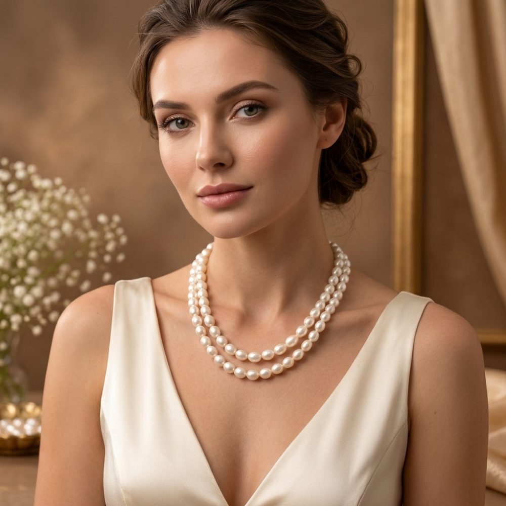 Mangatraipearls Oval Shape Pearl Necklace