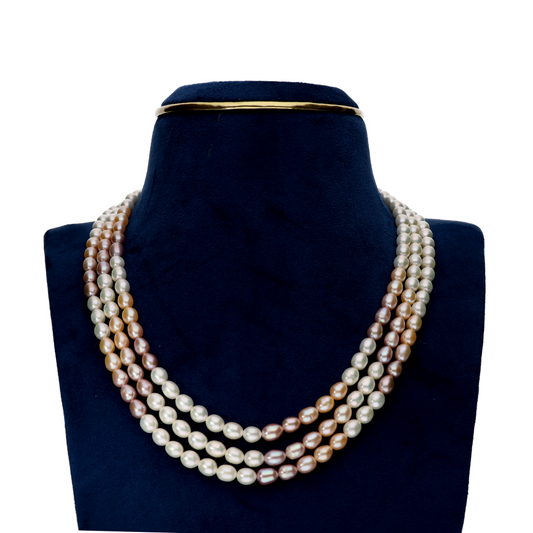 Luminous Multi -Coloured Pearl Necklace