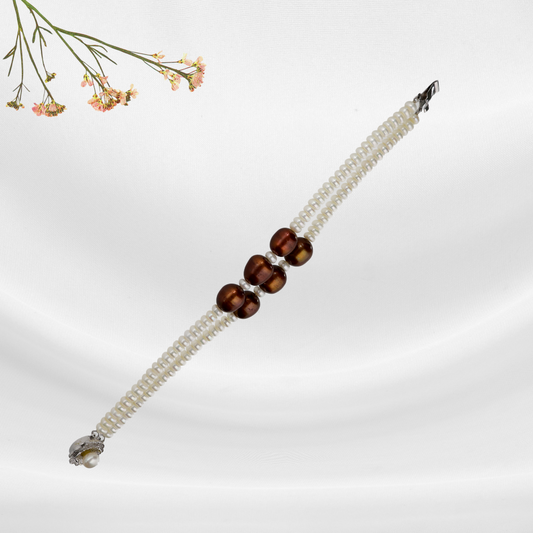 Brown & White Pearl Bracelet