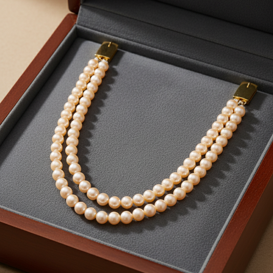 Peach Glittering Pearl Necklace