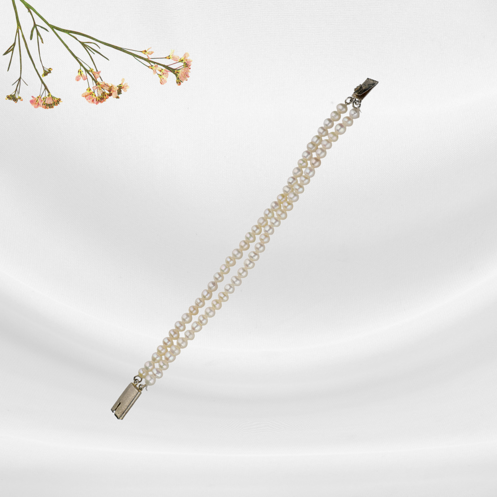 White 2 lines Pearl Bracelet