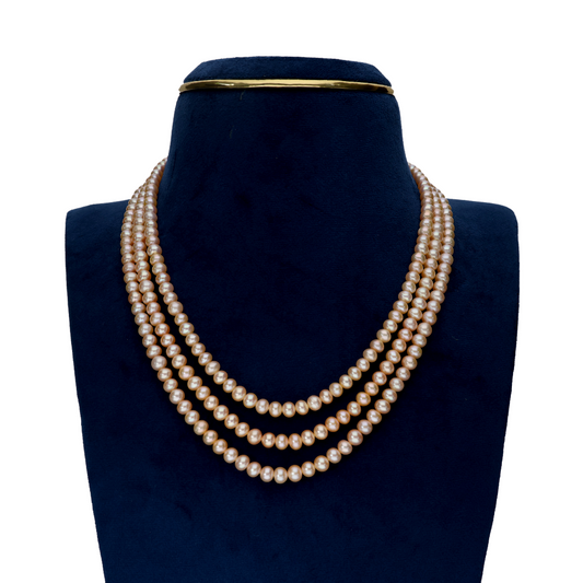 Elegant Peach Pearl Necklace