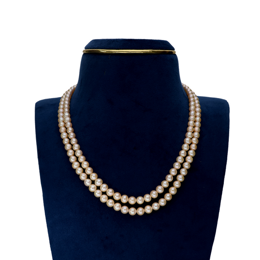 Roundish Peach Pearl Necklace