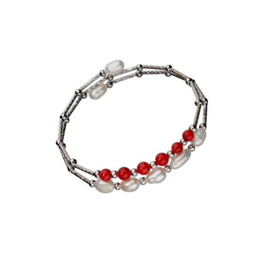 White And Ruby Mixed Fancy Bracelet