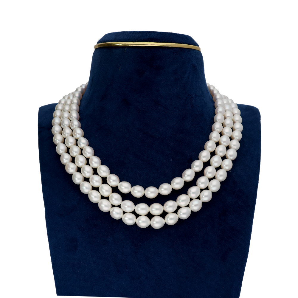 Round 3 Line White Pearl Necklace