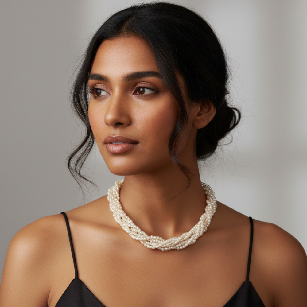 White Fresh water Rice Pearl Necklace