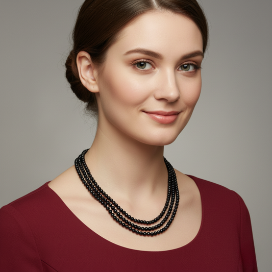Black Necklace with3 Rows show elligence