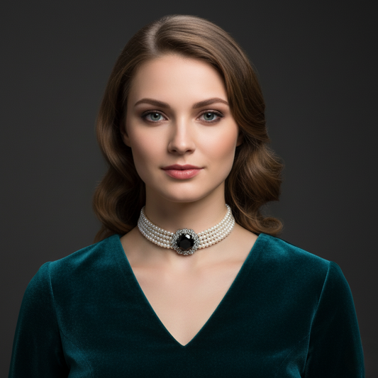 Blue Saphire Pearl Two Row Choker