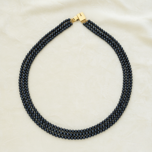 Black elegant round 3 rows Necklace