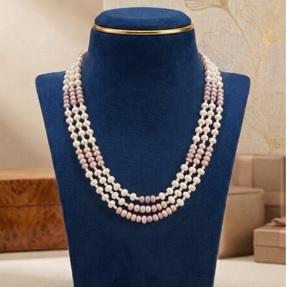 The Royal Elegant 3-Layered  Pearl Necklace