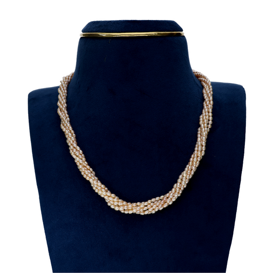 Floral Peach Pearl Necklace