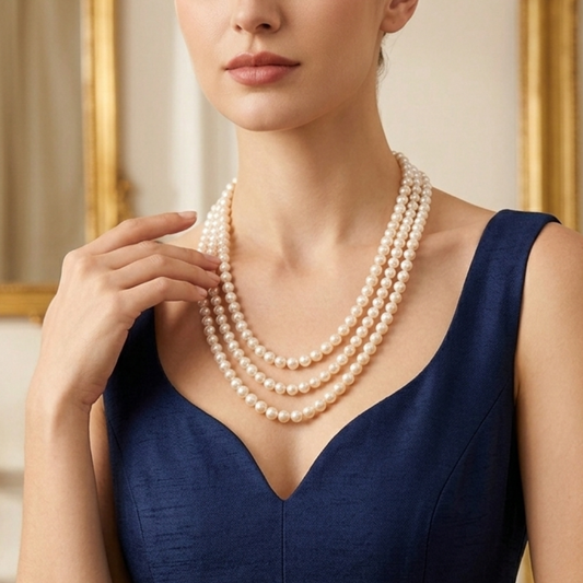 Freshwater White Round Pearl Necklace