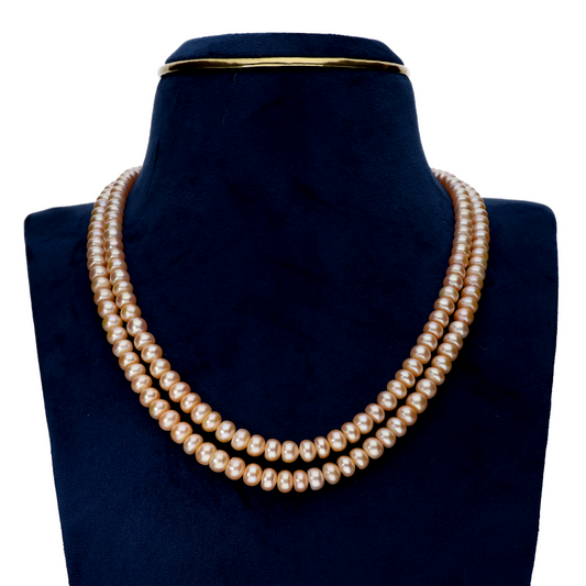 Blushing Peach Pearl Necklace