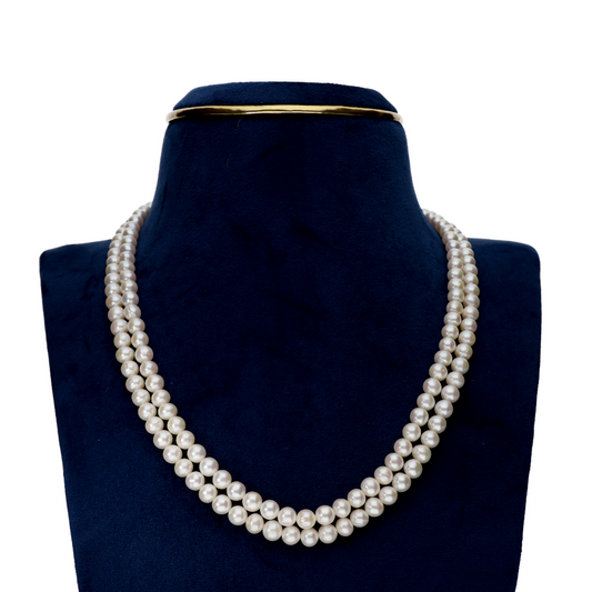 White 2 Layered Pearl Necklace