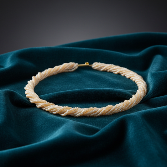 Cream Colour Ricel Pearl 8 Rows Necklace