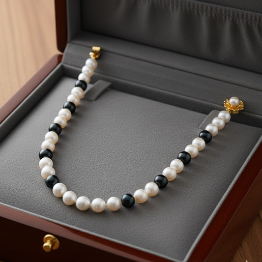 Mixed Black And White Pearl Necklace