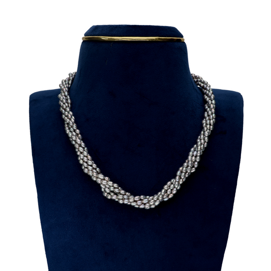 Rice Gray Pearl Necklace