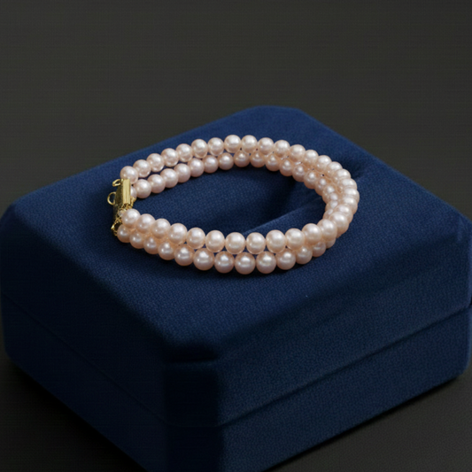 Peach Colour Pearl Bracelet