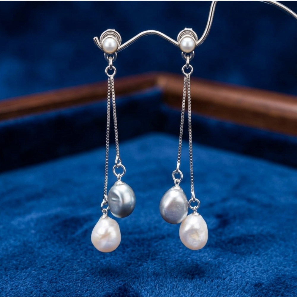 White Oval Shape Pearl Hangings