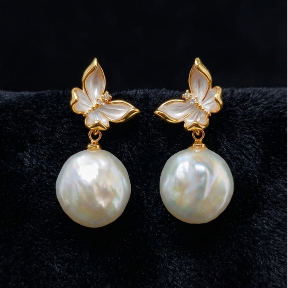 Elegant Butterfly Baroque Pearl Earrings