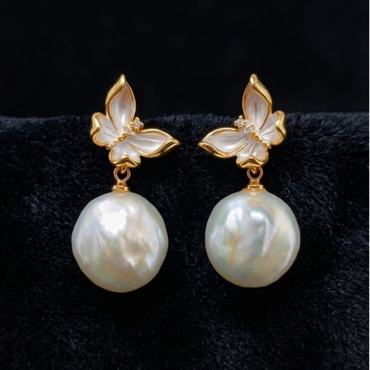 Elegant Butterfly Baroque Pearl Earrings