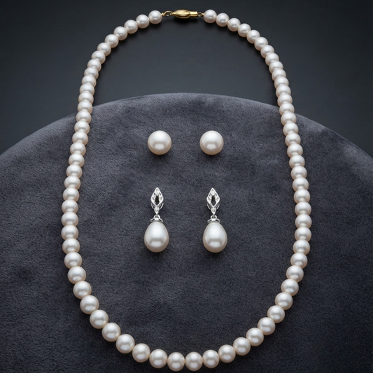 pearl white necklace with tops
