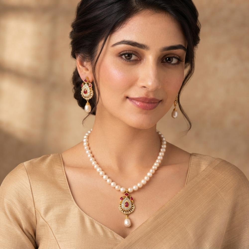 Freshwater Locket Set with Ear Rings