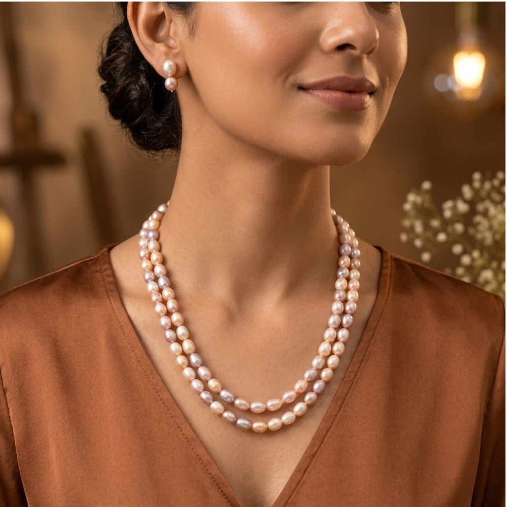 Minimal Pearl Necklace Multi Colour