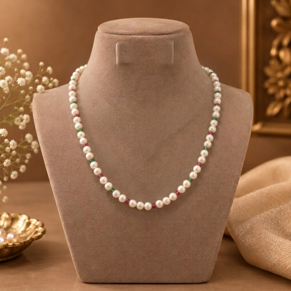 Elegant Pearl & Gemstone Necklace