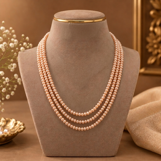 Elegant  Peach Freshwater Pearl Necklace