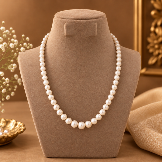 Classic Single -Strand White Pearl Necklace