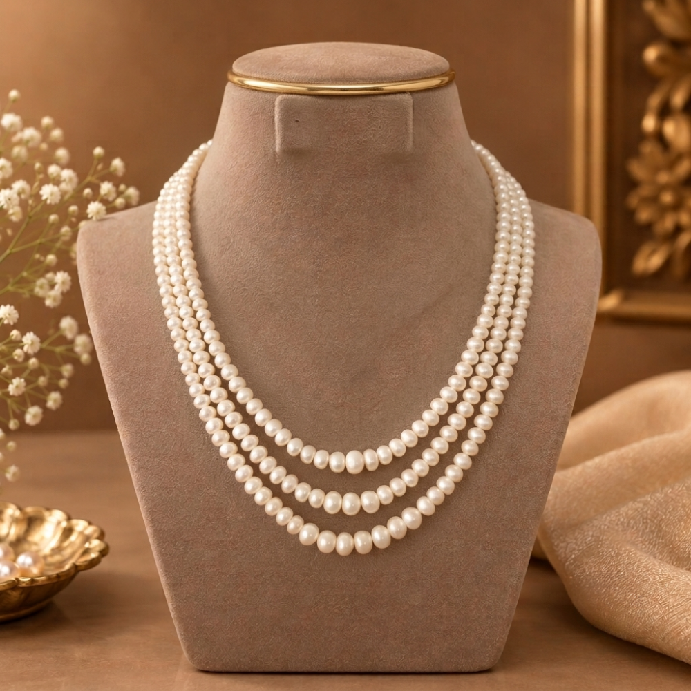 Gradation Pearl Necklace 3 Lines