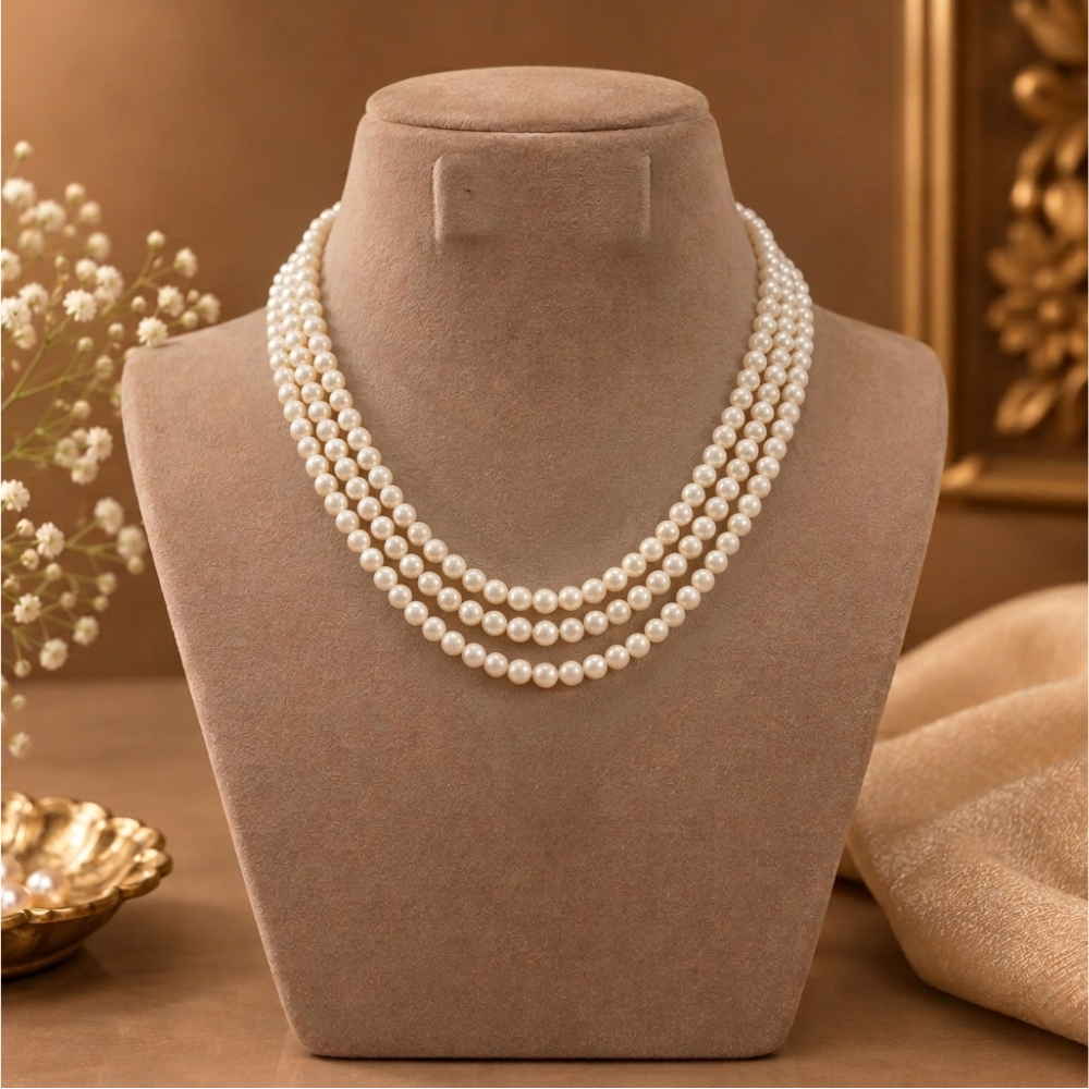 Heritage White Three Pearl Strands