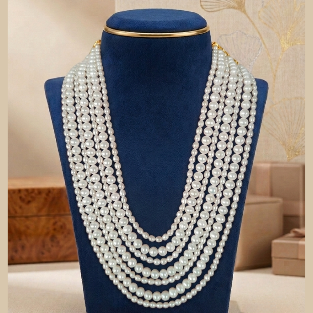 Traditional 7-Layer Pearl Long Necklace