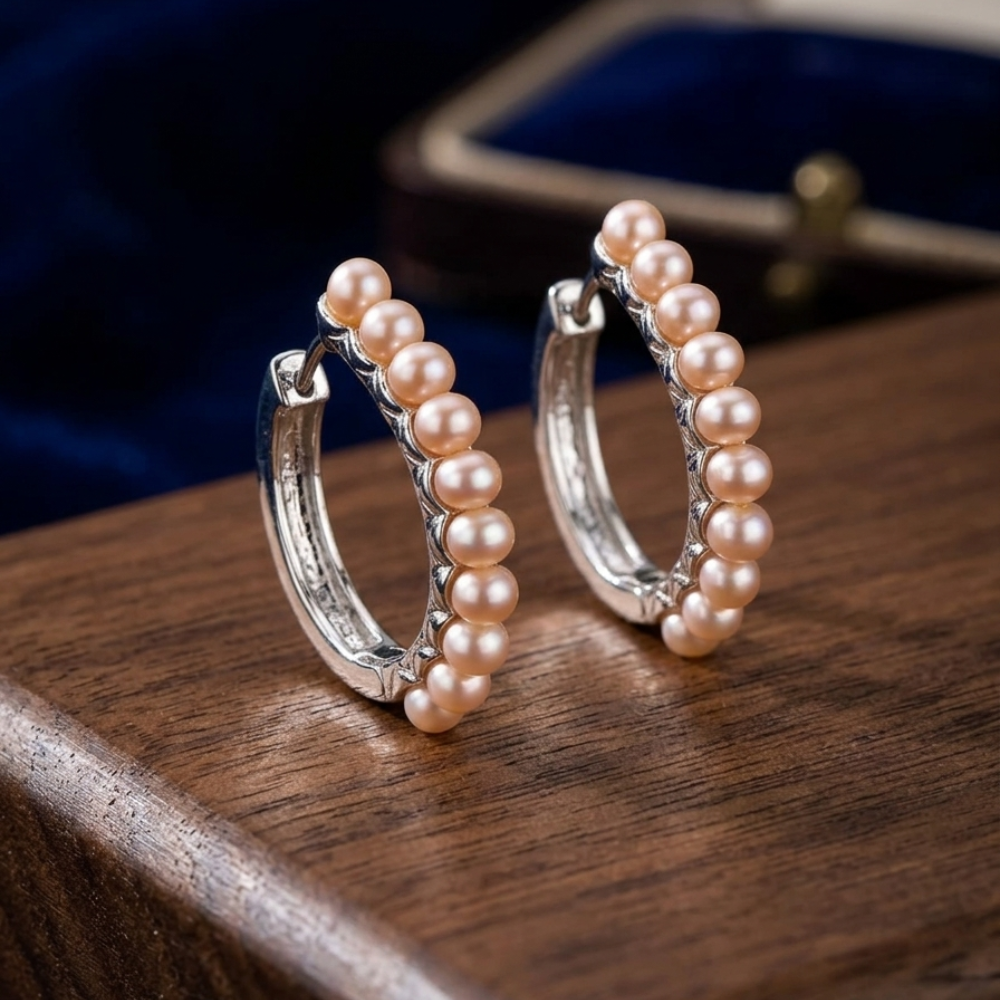 Elegant Pastel Pearl Hoop  Earrings for Women
