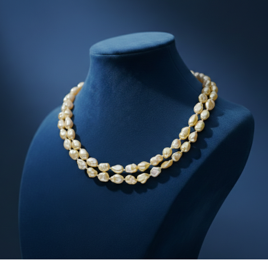 Baroque Yellow Colour Pearl Necklace