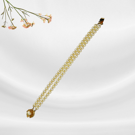 Yellow 2 Line Pearl Bracelet