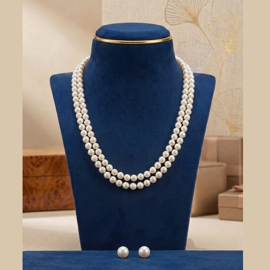 Freshwater Pearl Necklace with Ear Rings